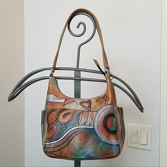 Anuschka Handbags - ANUSCHKA Boho Hand Painted Leather Shoulder Bag